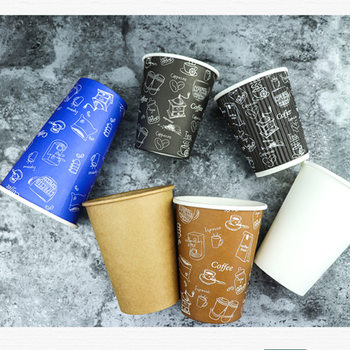 Disposable Cups, Thickened 8/12/16 Oz, Promotional Paper Cups for Coffee, Milk Tea, Hot Drinks, Soy Milk, Can Be Used with Lids, Eco-Friendly