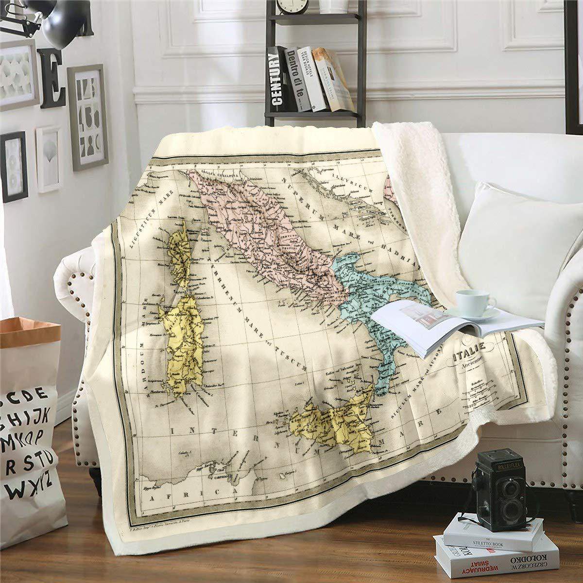 World Map Style Blanket Portable Soft Blanket Bed Flannel Blanket Production Source Factory Direct Supply