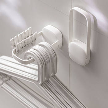 Clothes Hanger Storage Rack Balcony Hook Drying Hanger Clip Multi-functional Foldable Punch-free Wall-mounted