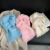 Korean Style High-End Thickeneded Warm Knitted Scarf for Women 2025 Autumn and Winter Containing Wool Soft Waxy Scarf for Students Versatile