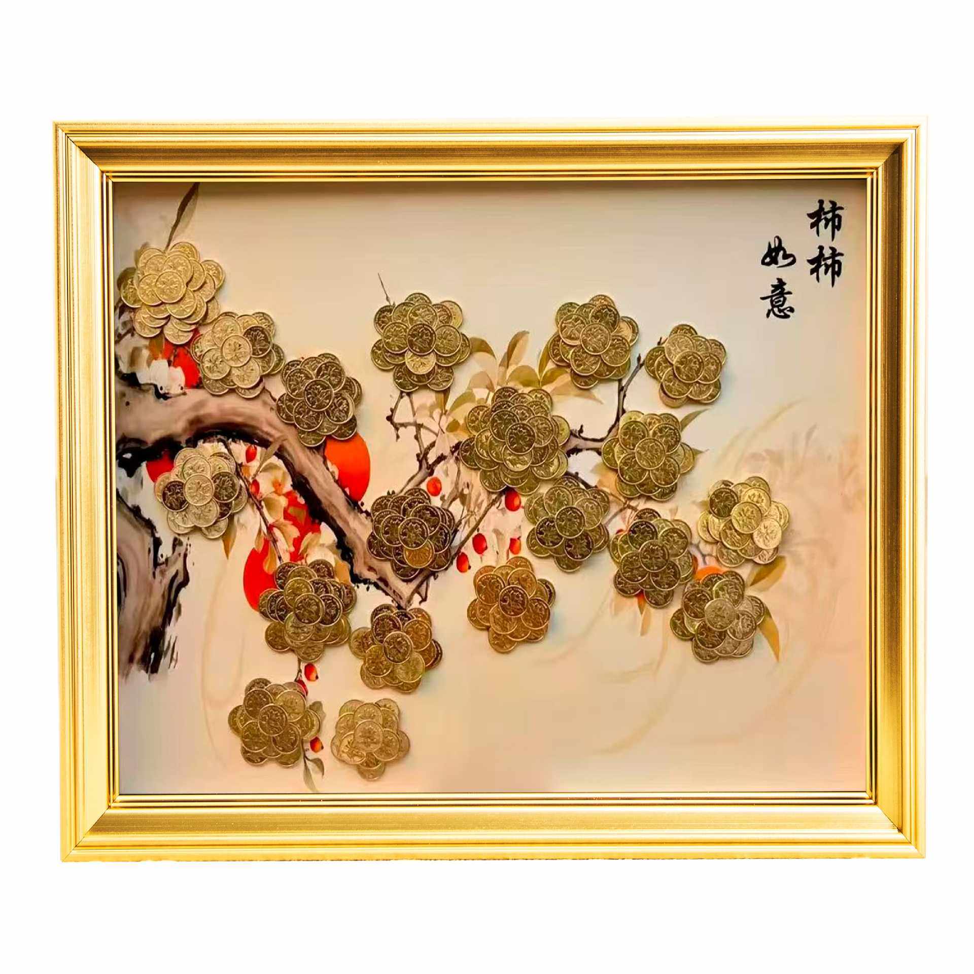 Chinese Style Shishi Ruyi Living Room Decoration Painting Tv Cabinet Entrance Coin Painting Template Photo Frame