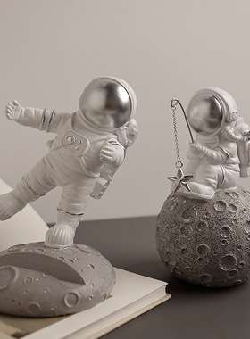 贝汉美创意宇航员桌面摆件太空人手机支架家居客厅玄关树脂工艺品