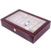 Guangdong Factory 24-Slot Red Lacquered Wooden Watch Box with Multiple Window Openings for Storage and Display, Gift Box, Watch Case, Export Special