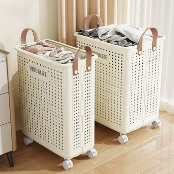 Foldable Dirty Clothes Basket Cart Storage Dirty Clothes Basket Large Capacity Household Bathroom Bathroom Dirty Clothes Storage Basket