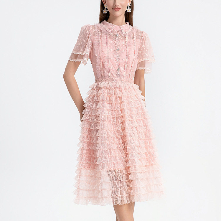 Floral Sequin Embellished Maxi Dress Ruffled Hem Bell Sleeves Elegant Design Summer Fashion for Women Wholesale