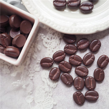 Simulated Resin Coffee Beans 15mm Mobile Phone Case Making Accessories Cocoa Chocolate Bean Model Factory Direct Sale
