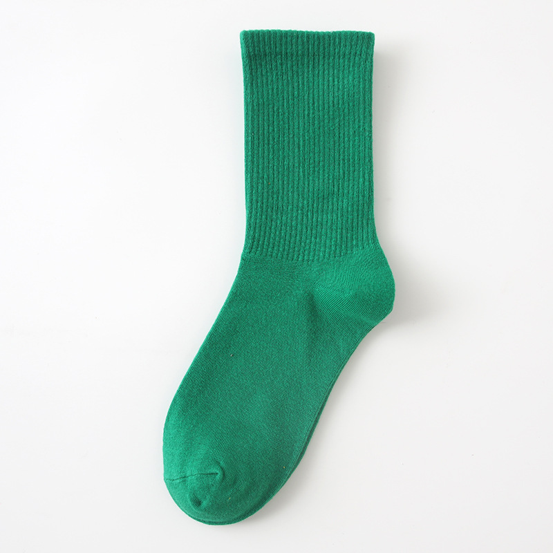 女士秋冬纯色袜糖果色中筒袜ins风彩色堆堆袜棉质街头运动袜