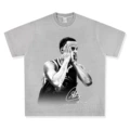Washed light gray short sleeves