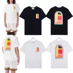 Foreign Trade Men's Long-Sleeved Clothing, Niche Supply, 2025 Summer New Style, Casablanca Logo Printed Short-Sleeved T-Shirt