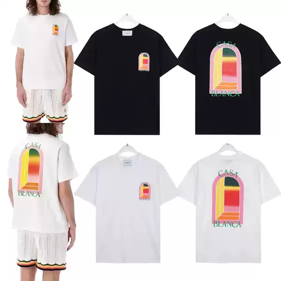 Foreign Trade Men's Long-Sleeved Clothing, Niche Supply, 2025 Summer New Style, Casablanca Logo Printed Short-Sleeved T-Shirt