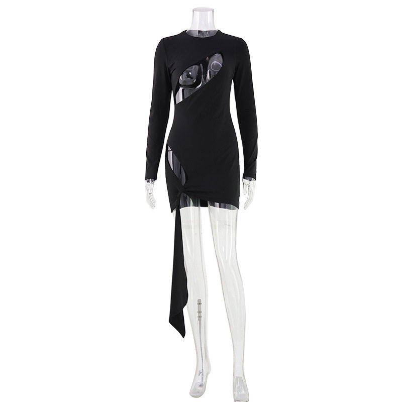 Sexy Bodycon Mini Dress with Cut Outs and Leg Straps Hollow Chest Design Nightclub Party Wear Wholesale Available