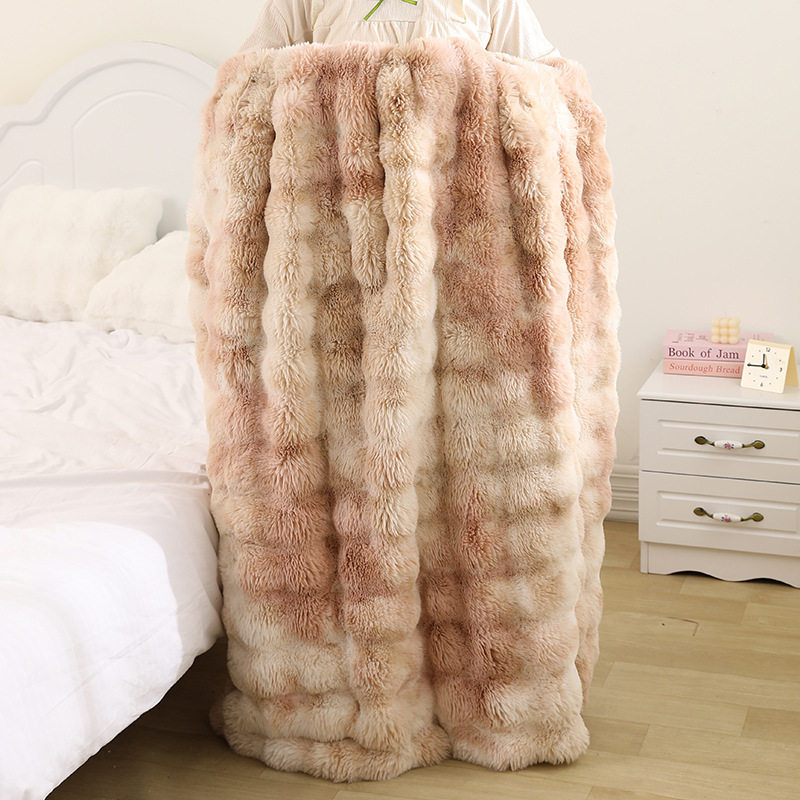 Raschel Blanket Type a Rabbit Hair Bubble Plush Blanket Double-Sided Blanket Thickeneded Office Nap Blanket Sofa Cover Blanket