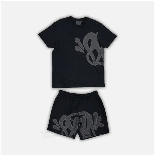 European and American street hip-hop men and women letter printing loose short-sleeved tops men's summer trendy casual sports suit