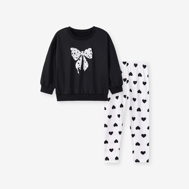 Source Factory Autumn Girls' Set Wholesale, [Style] Long-sleeve Baby Children's Clothing, Bow Kids' Outfit