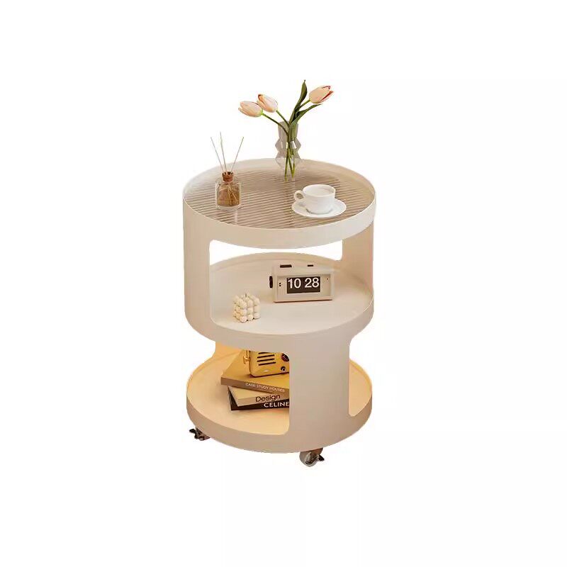Light Luxury Side Table Bedroom Nightstand Side Cabinet Living Room Simple Coffee Table Cream Style Sofa Corner Table Mobile Trolley