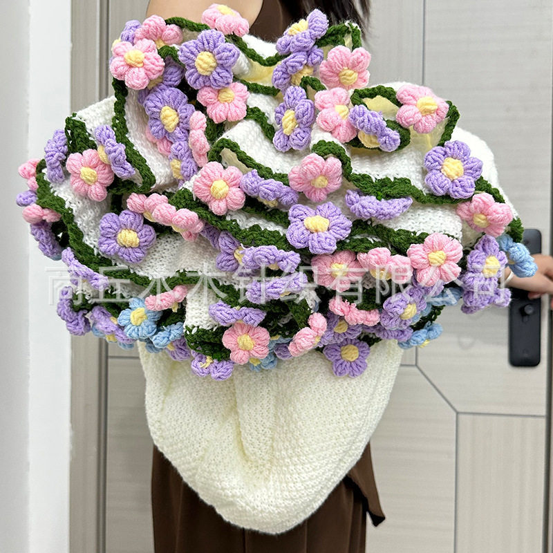 Hot-Selling Valentine's Day Teacher's Day Gift Finished Rose Sunflower Puff Flower Bouquet Blanket Factory Direct Sale