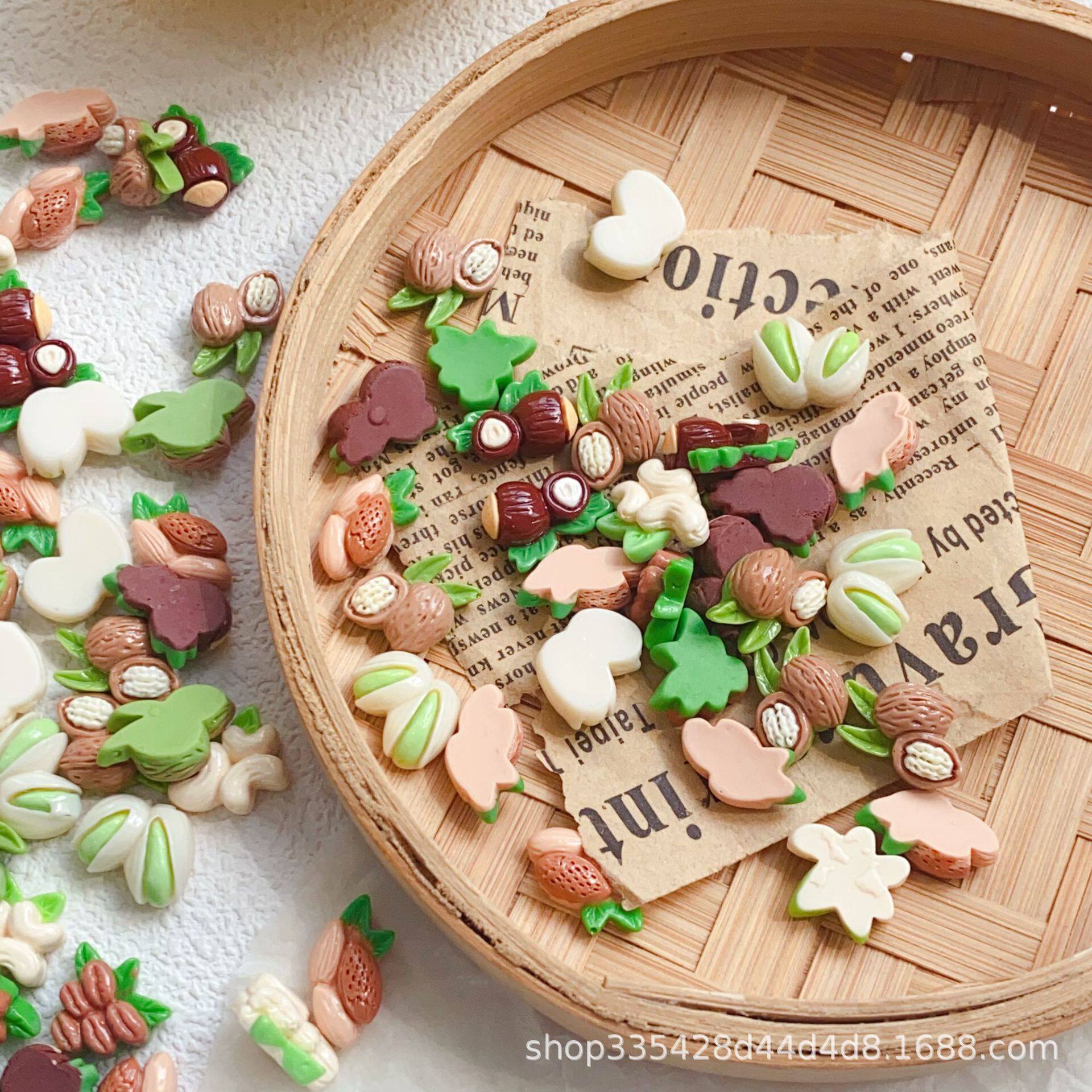 High-Quality Mini Food Toy Nuts Pistachio Pecan DIY Hair Accessories Keychain Refrigerator Magnet Cream Glue Accessories