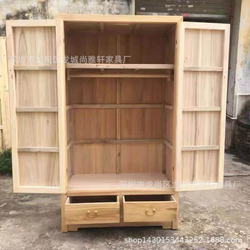 香樟木家具实木衣柜卧室收纳储藏柜现代中式仿古原木整装储物柜子