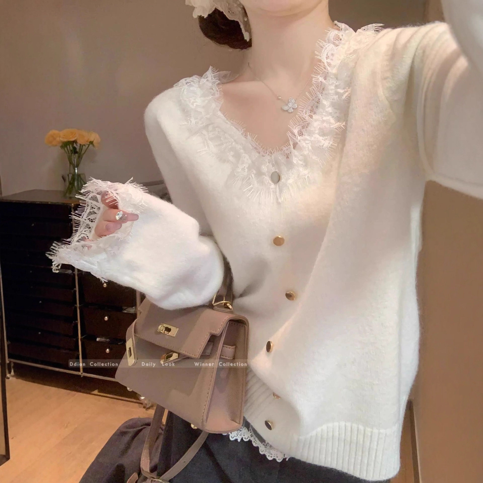 เสื้อขนสัตว์เมอริโน 100% 2025 ฤดูใบไม้ร่วงและฤดูหนาวคอกลมสีท...