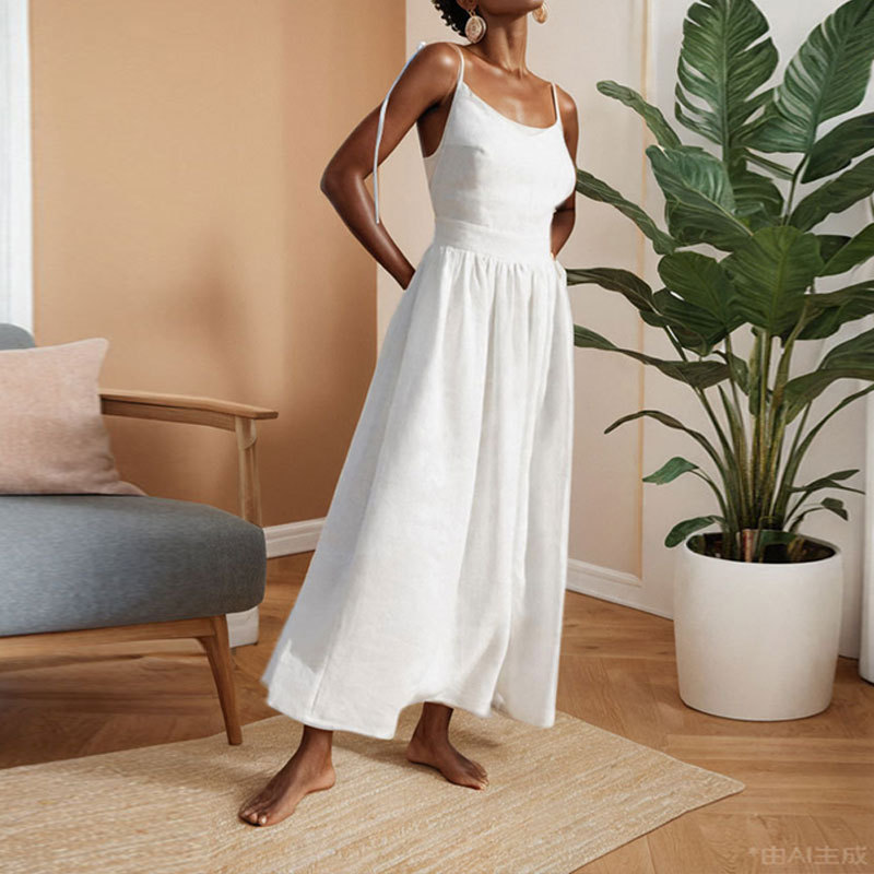 Spring Womens Dress Solid Color V Neck Backless Slim Fit Spaghetti Straps Casual or Evening Wear Wholesale