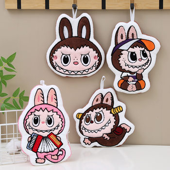 Cute Hanging Kitchen Hand Towel with Cat Design, Absorbent Coral Fleece Children's Towel, Thickened for Quick Drying