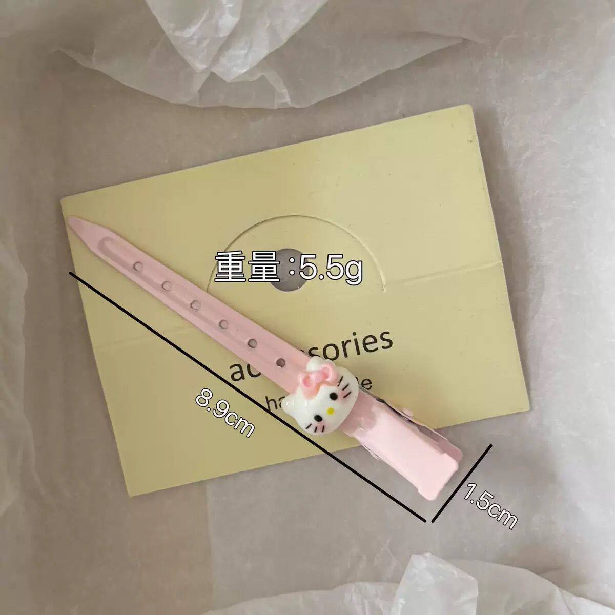 奶油粉色猫咪长条发夹日系简约高颜值少女风侧边刘海发卡发饰批发