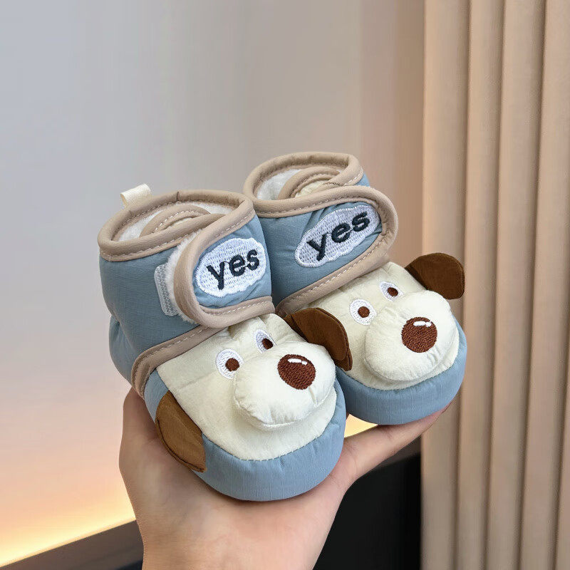 Baby Shoes Winter Style 0-1 Year Old Newborn Cotton Shoes Fleece-Lined to Heattech Cartoon Soft Step Bottom Front Shoes Anti-Falling Cotton Shoes
