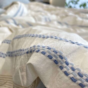 Ins Style Bed Four-Piece Set Pure Cotton Herringbone Pattern Bed Bed Sheets Quilt Cover Sichuan Needle Embossed Jacquard Bedding Comfortable