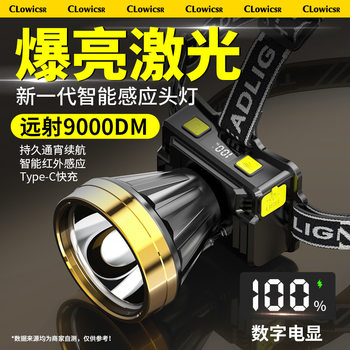 New LCD headlight strong light super bright charging Endurance super long miner lamp night fishing induction head-mounted flashlight