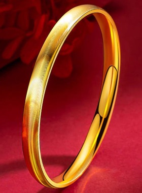 新款仿金色猫眼仿真手镯女时尚转运珠猫眼素圈3D手环送礼首饰珠宝