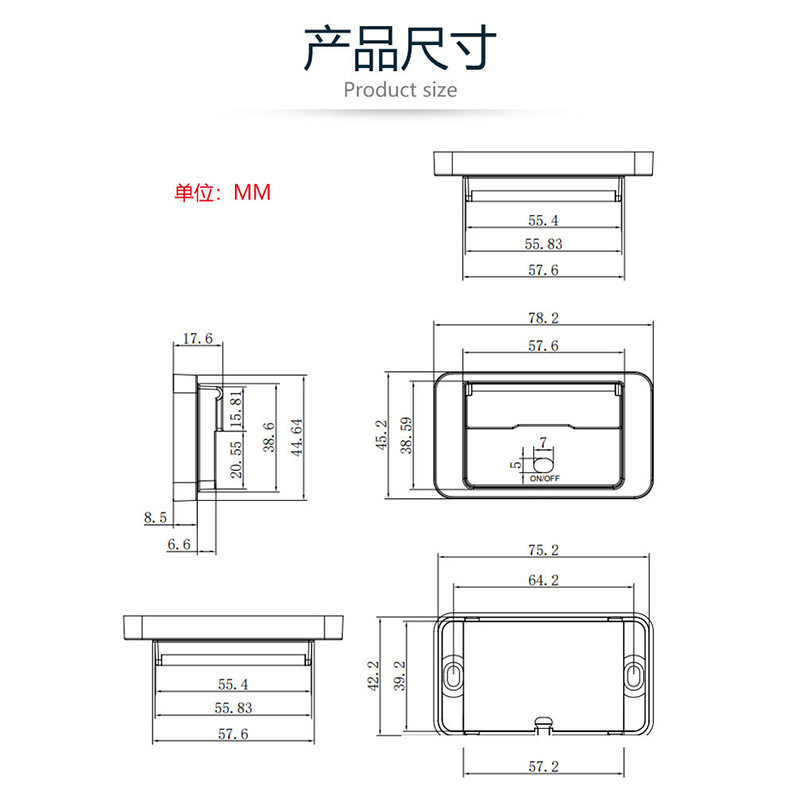 New Car Bus Modified Car Charger Dual Qc+Pd Digital Display Voltmeter Key Switch