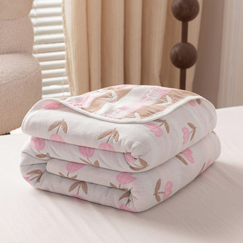 Class a Cotton Six-Layer Gauze Towel Quilt Summer Cooling Quilt Summer Kidsren's Air-Conditioned Nap Blanket Quilt Breathable and Skin-Friendly
