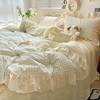 Chanel Style Lace Wash Cotton Korean-style Four-piece Set Ins Girl Princess Lotus Leaf Bed Sheet Quilt Cover Dormitory Three-piece Set
