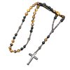 Amazon Natural Stone Cross Pendant Necklace Tiger Eye Stone Iron Gallbladder Cross Rosary for Men Necklace Wholesale
