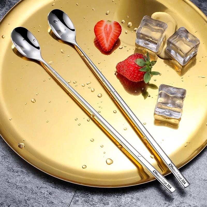 304 stainless steel long handle mixing spoon small spoon exquisite coffee spoon extended spoon dessert milk tea mixing stick