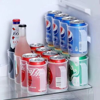 Beverage Storage Box for Food, Four-Compartment Beer Cans, Japanese-Style Refrigerator Storage Rack, Kitchen Organization and Storage Artifact