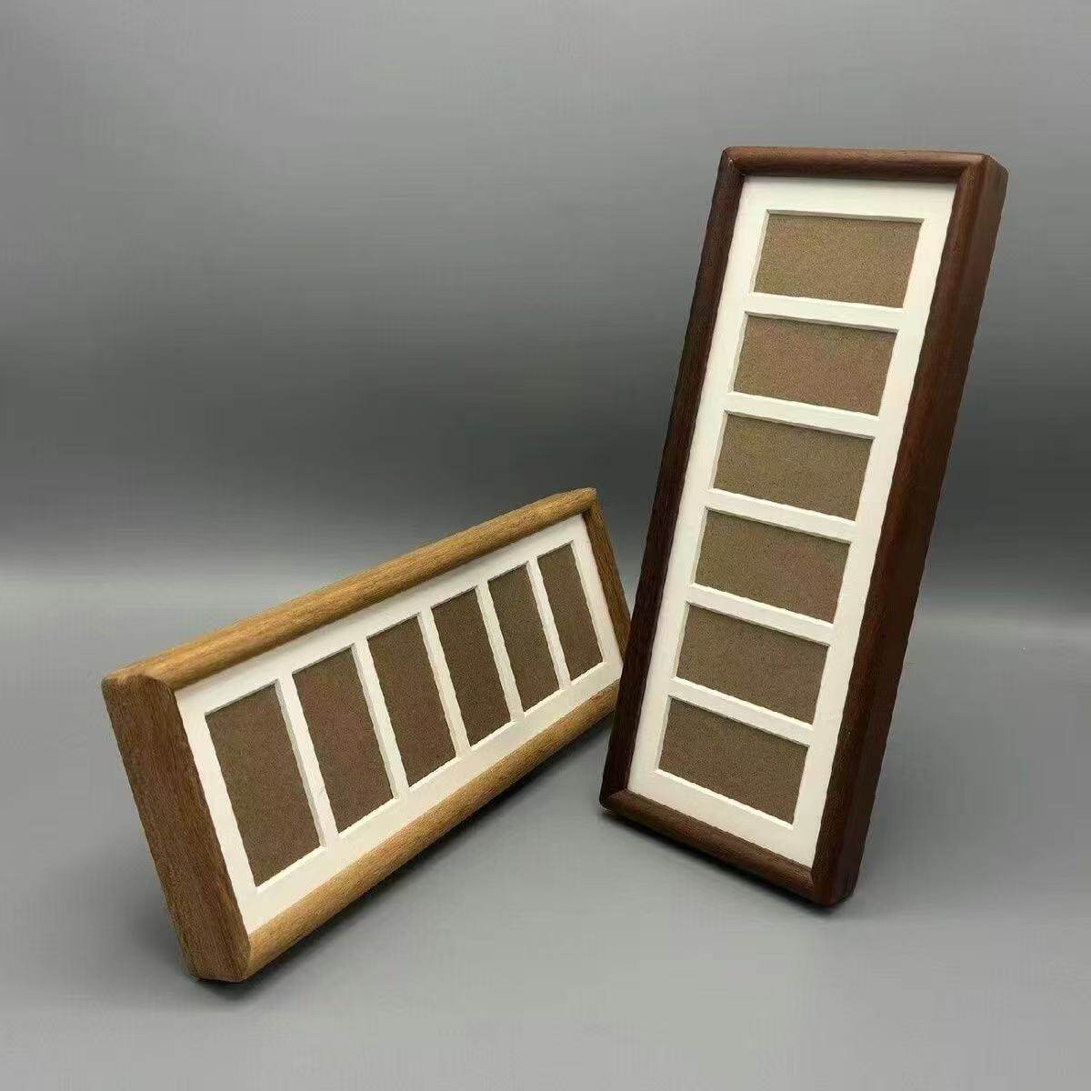 Cultural and Creative Stamps, Multi-Gold Picture Frames, Six-Frame Wooden Mortise and Tenon Calligraphy and Painting Photo Frames, Rmb Decorative Paintings