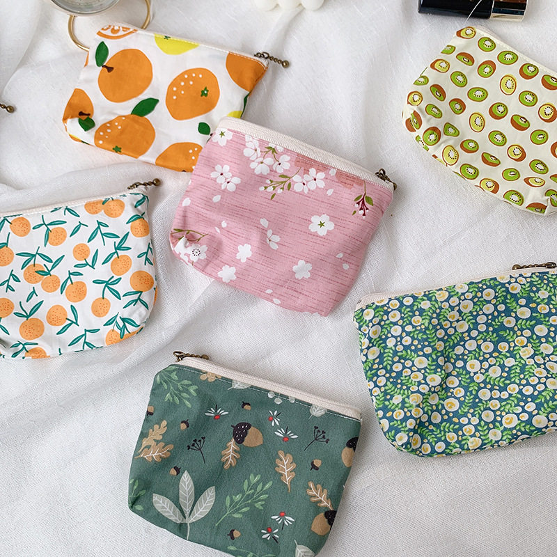 Coin Purse Fabric Women's Cute Mobile Printed Wallet One-piece Square Small Pocket Bag Thin Cute Coin Bag