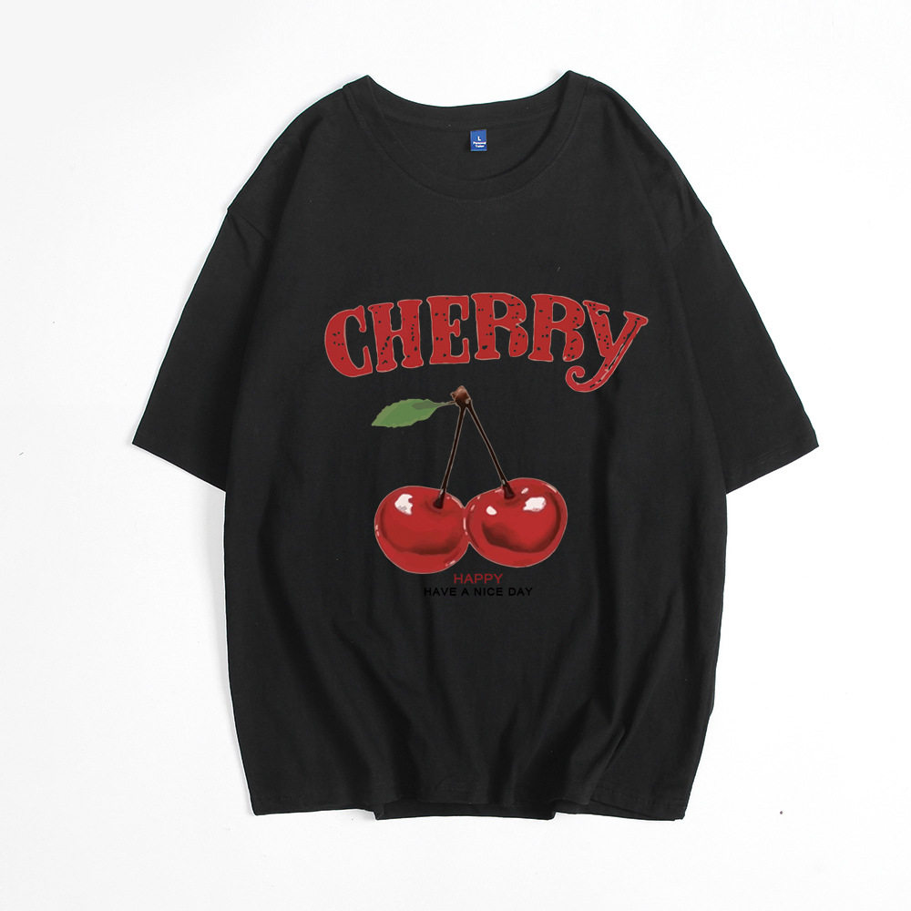 Womens Cotton T Shirt Loose Fit Round Neck Letter Print Summer Casual Wear Wholesale Available