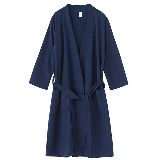 Spring and summer waffle bathrobe ladies sauna clothes thin sweat steaming dressing gown men's absorbent quick-drying bathrobe wholesale
