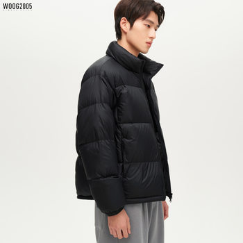 Woog200590 White Duck down Thickeneded Black Stand Collar Bread down Jacket Men's 2025 Winter New Warm Jacket