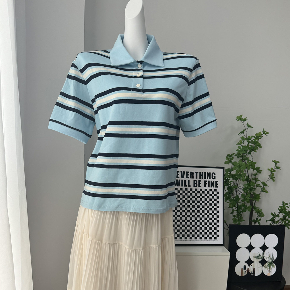 Vintage Color Block Striped Polo Shirt Loose Fit Short Sleeve Summer Style Perfect for Casual Wear OEM Available