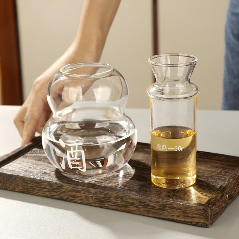 Mingshangde glass wine separator hot wine pot household Chinese wine warmer wine set yellow wine liquor wine cup set