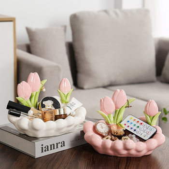 Light Luxury High-end Tulip Entrance Key Storage Box Desktop Tray Jewelry Cosmetic Sundries Storage Box