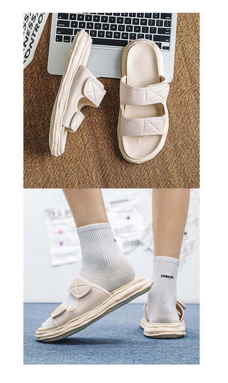 Outwear Men's Simple Comfortable Men's Solid Color Sandals and Slippers Summer Home Bedroom Internet-popular Creative Double Belt Soft Bottom 23 undefined