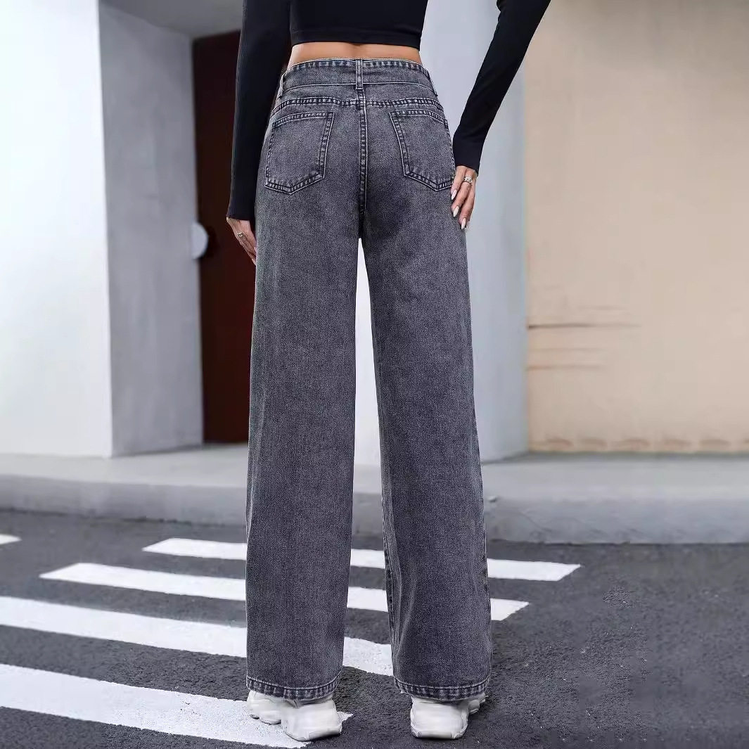 Casual High Waisted Irregular Denim Pants Slim Fit Lace Up Design Trendy Style Perfect for Everyday Wear Wholesale