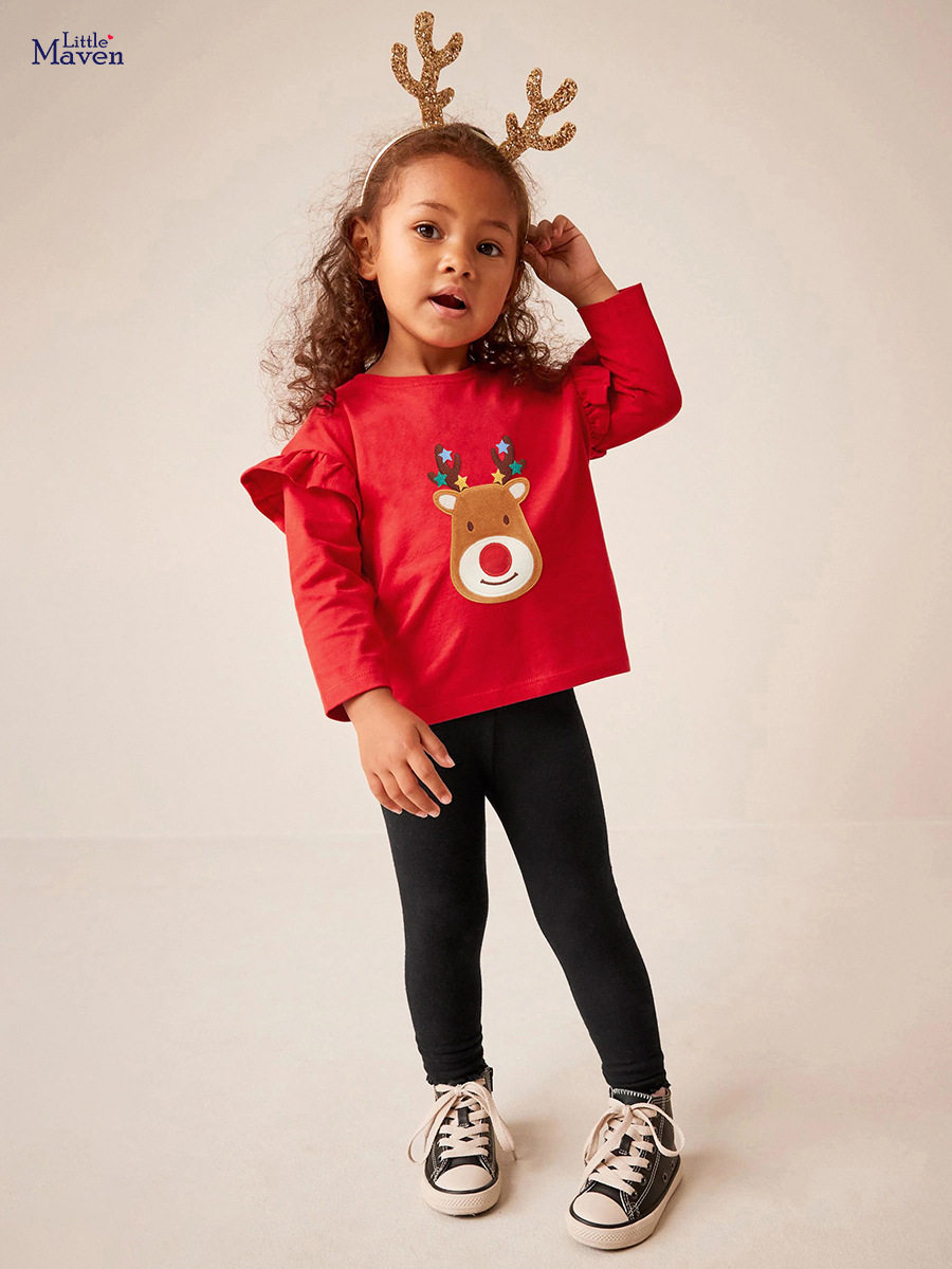 Autumn Girls' T-shirt Set, Cute Applique Kids' Outfit, Toddler & Kids' 2-piece Set