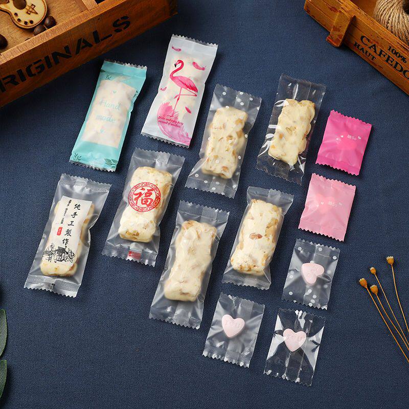 Nougat Packaging Bag Milk Tablet Machine Sealing Baking Transparent Blessing Word Handmade Cute Small Fresh Candy Paper 1000 Pieces