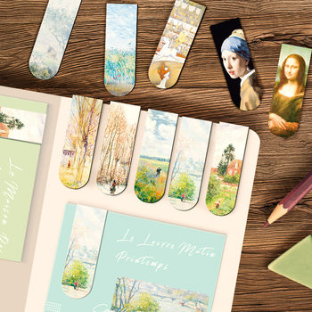 Magnetic bookmark single piece with a creative world famous retro style literary style Monet Van Gogh book page bookmark folder