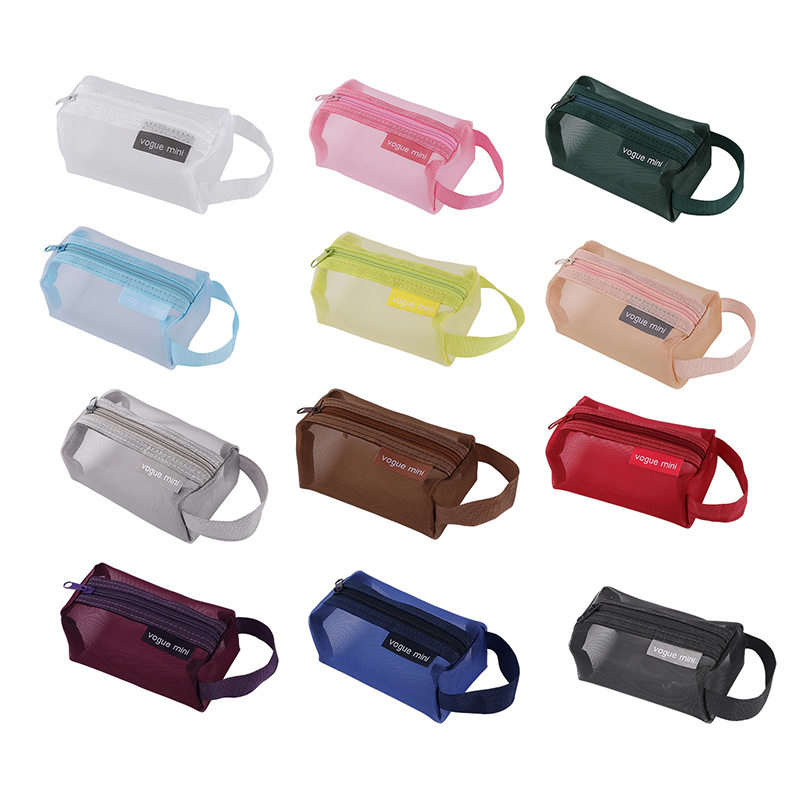 Nylon Encryption Storage Bag Zipper Mesh Coin Purse Large Capacity Key Case Card Coin Bag Transparent Four Corner Bag